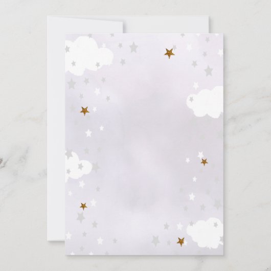 Stars & Clouds Lavender Baby Shower Kaart (Achterkant)