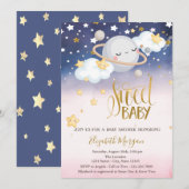 Stars Clouds Planet Ombre Baby shower Kaart (Voorkant / Achterkant)