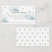 Stars Clouds raden hoeveel Blue Baby shower spel Informatiekaartje (Voorkant / Achterkant)