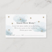 Stars Clouds raden hoeveel Blue Baby shower spel Informatiekaartje (Voorkant)