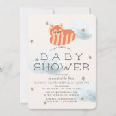 Stars & Clouds Red Panda Baby shower Uitnodiging (Voorkant)