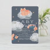 Stars & Clouds Red Pandas Baby shower Uitnodiging (Staand voorkant)