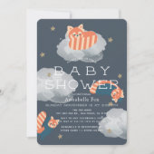 Stars & Clouds Red Pandas Baby shower Uitnodiging (Voorkant)