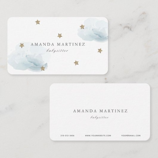 Stars & Clouds Simple White-Visitekaartje Visitekaartje (Voorkant / Achterkant)