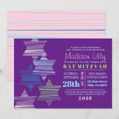 STARS CONNECTING Bat Mitzvah Invitation Kaart (Voorkant / Achterkant)