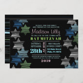 STARS CONNECTING Bat Mitzvah Invitation Kaart (Voorkant / Achterkant)
