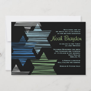STARS CONNECTION Bar Bat Mitzvah Invitation Kaart