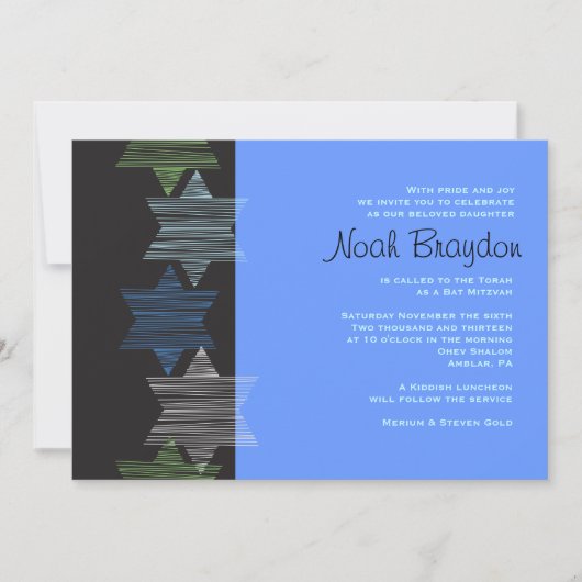 STARS CONNECTION Bar Bat Mitzvah Invitation Kaart (Voorkant)