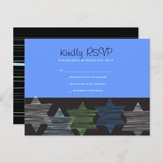 STARS CONNECTION Bar Bat Mitzvah Reception Card RSVP Kaartje (Voorkant / Achterkant)