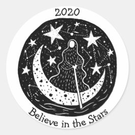 Stars & Constellations Charon Crossing B/W Ronde Sticker