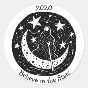Stars & Constellations Charon Crossing B/W Ronde Sticker