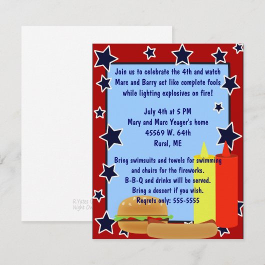 Stars Cookout Uitnodiging (Voorkant / Achterkant)