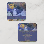*~* Stars Cosmos Gold Moon Glitter Pine Trees Vierkante Visitekaartje (Voorkant / Achterkant)