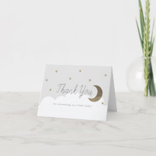 Stars & Crecent Moon Baby shower Grijs Bedankkaart