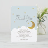 Stars & Crecsent Moon Blue Baby shower Bedankt Kaart (Staand voorkant)