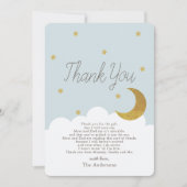 Stars & Crecsent Moon Blue Baby shower Bedankt Kaart (Voorkant)