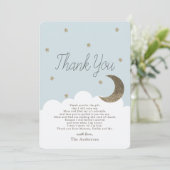 Stars & Crecsent Moon Blue Baby shower Dank je wel Kaart (Staand voorkant)