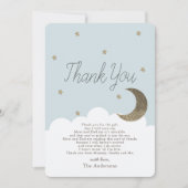 Stars & Crecsent Moon Blue Baby shower Dank je wel Kaart (Voorkant)