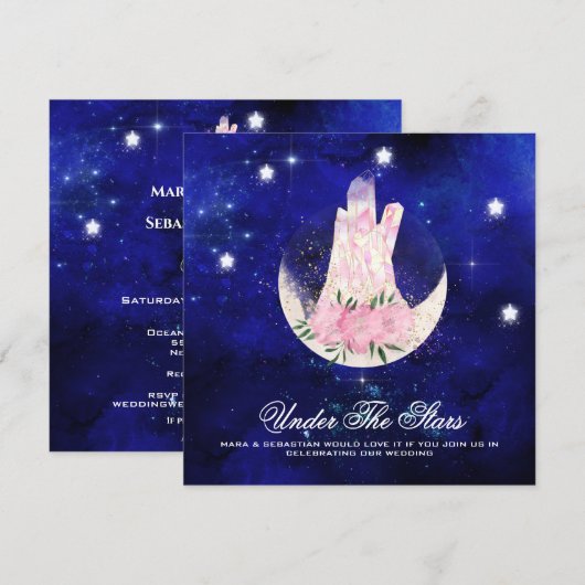 *~* STARS CRYSTAL MOON Website RSVP AR14 Huwelijk Kaart (Voorkant / Achterkant)