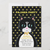 Stars & Cute Birthday Cat Pajama Party Kaart (Voorkant)
