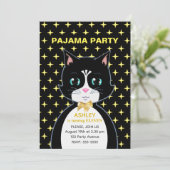 Stars & Cute Birthday Cat Pajama Party Kaart (Staand voorkant)