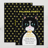 Stars & Cute Birthday Cat Pajama Party Kaart (Voorkant / Achterkant)