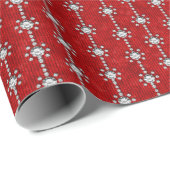 Stars Diamond Silver Red Feestdagen Winter Velvet Cadeaupapier (Rol Hoek)