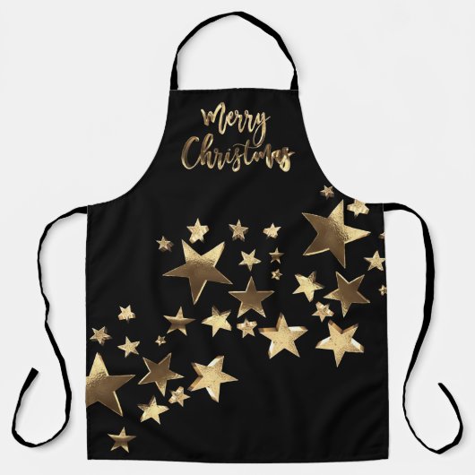 Stars Elegant Faux Gold Typography Merry Kerstry Schort (Voorkant)