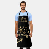 Stars Elegant Faux Gold Typography Merry Kerstry Schort (Gedragen)