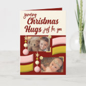 Stars en baubles kerst knuffels goud en Bourgogne Feestdagen Kaart (Voorkant)