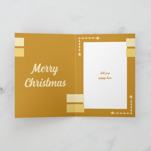 Stars en baubles kerst met goud en crème feestdagen kaart (Binnen)