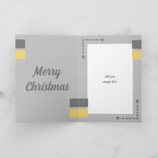 Stars en baubles kerst met goud en grijs feestdagen kaart (Binnen)