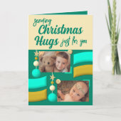 Stars en baubles kerst met goud en groen feestdagen kaart (Voorkant)