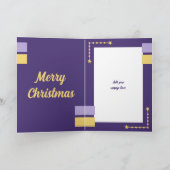 Stars en baubles kerst met goud en paars feestdagen kaart (Binnen)