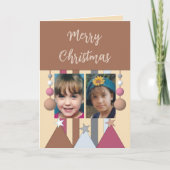 Stars en bubels maken kerstfoto's bruin feestdagen kaart (Voorkant)