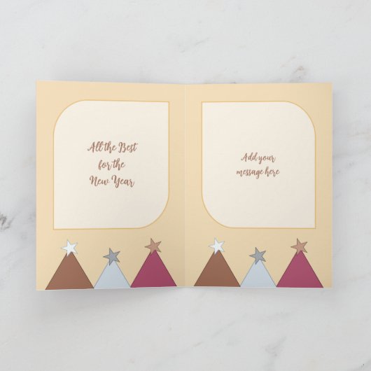 Stars en bubels maken kerstfoto's bruin feestdagen kaart (Binnen)