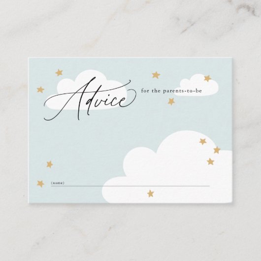 Stars en Clouds Blue Baby shower Advice Informatiekaartje (Voorkant)