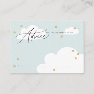 Stars en Clouds Blue Baby shower Advice Informatiekaartje
