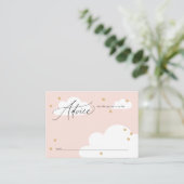 Stars en Clouds roze advies over Baby shower Informatiekaartje (Staand voorkant)