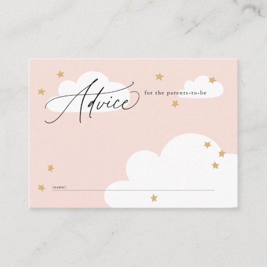 Stars en Clouds roze advies over Baby shower Informatiekaartje (Voorkant)