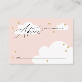 Stars en Clouds roze advies over Baby shower Informatiekaartje