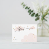 Stars en Clouds roze advies over Baby shower Informatiekaartje (Staand voorkant)