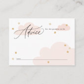 Stars en Clouds roze advies over Baby shower Informatiekaartje (Voorkant)