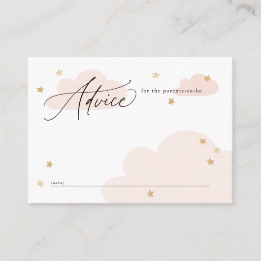 Stars en Clouds roze advies over Baby shower Informatiekaartje (Voorkant)