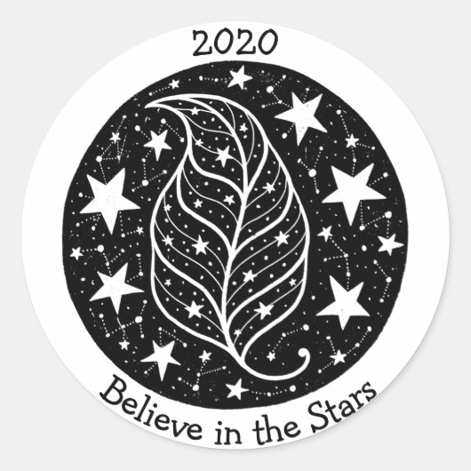 Stars en constellaties Natuur B/W Ronde Sticker (Voorkant)