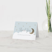 Stars en Crecsent Moon Blue Baby shower Bedankkaart (Voorkant)