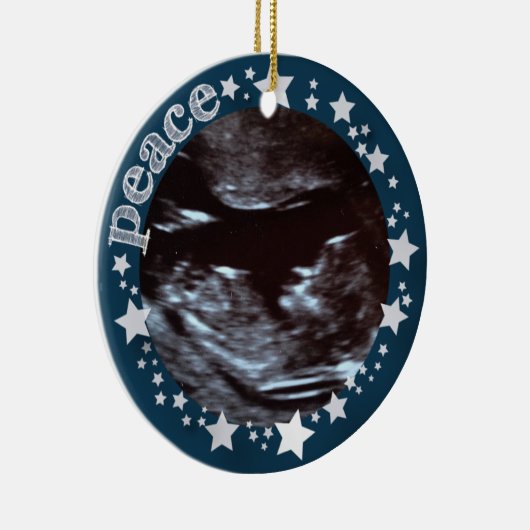 Stars en Joy. Sonogram First Kerstversiering Keramisch Ornament (Rechts)