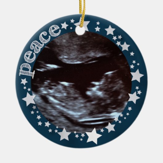 Stars en Joy. Sonogram First Kerstversiering Keramisch Ornament (Voorkant)