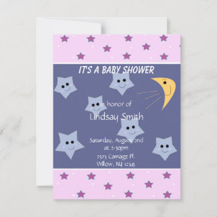 Stars en Moon Baby shower Invitation Kaart