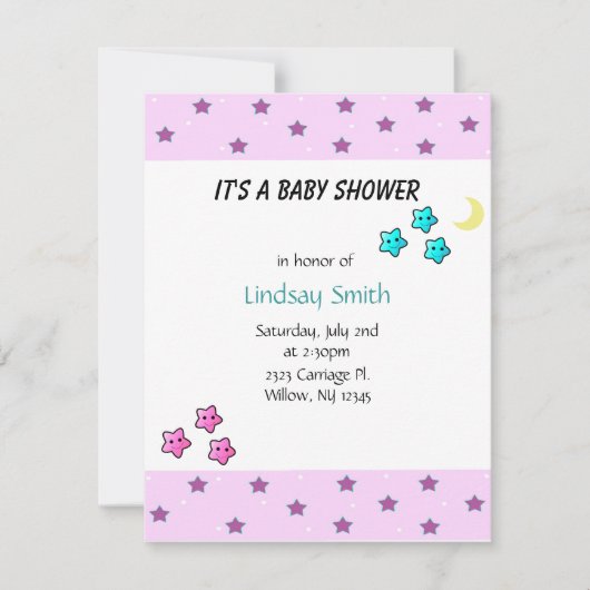 Stars en Moon Baby shower Invitation Kaart (Voorkant)